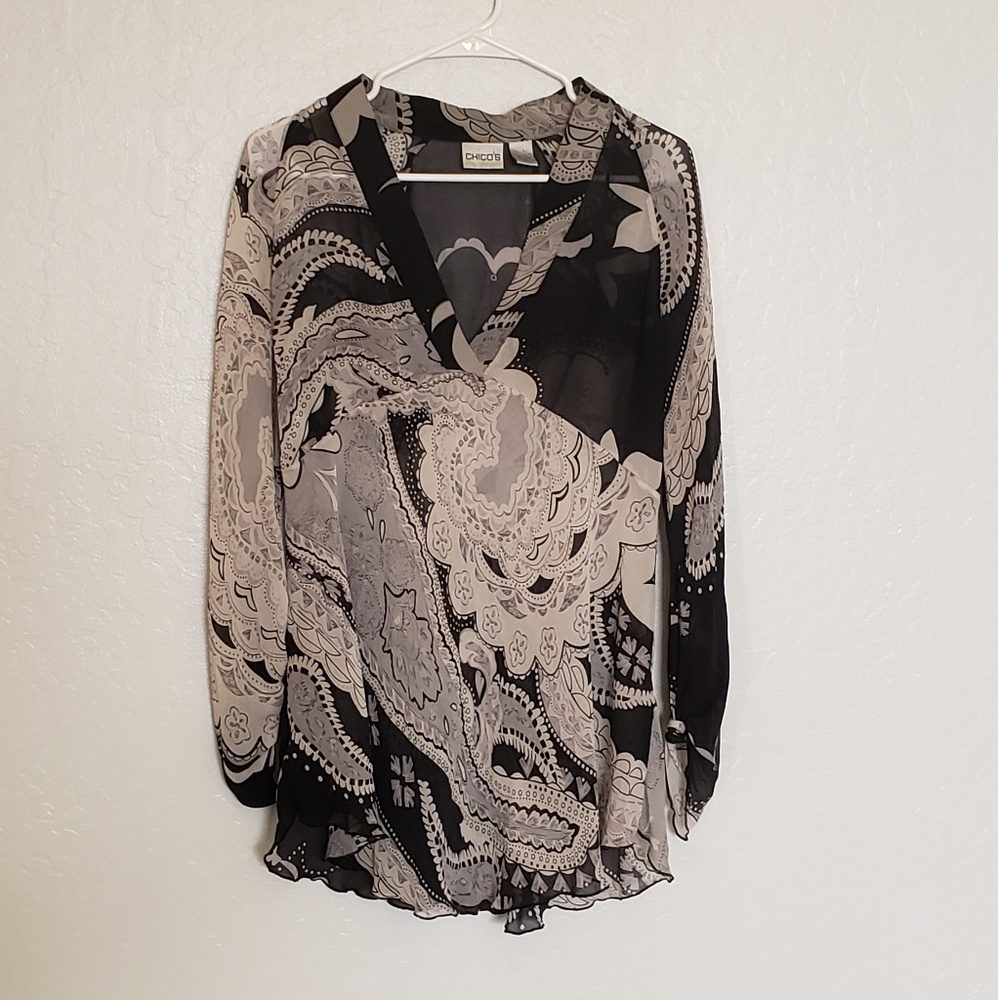 Chicos brand black and white blouse